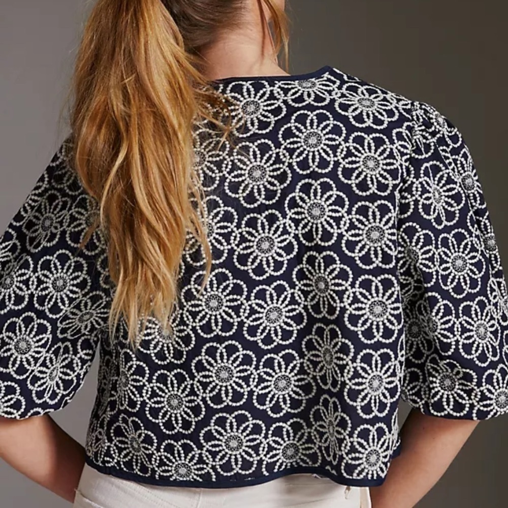 Cropped embroidered shrug by Maeve
